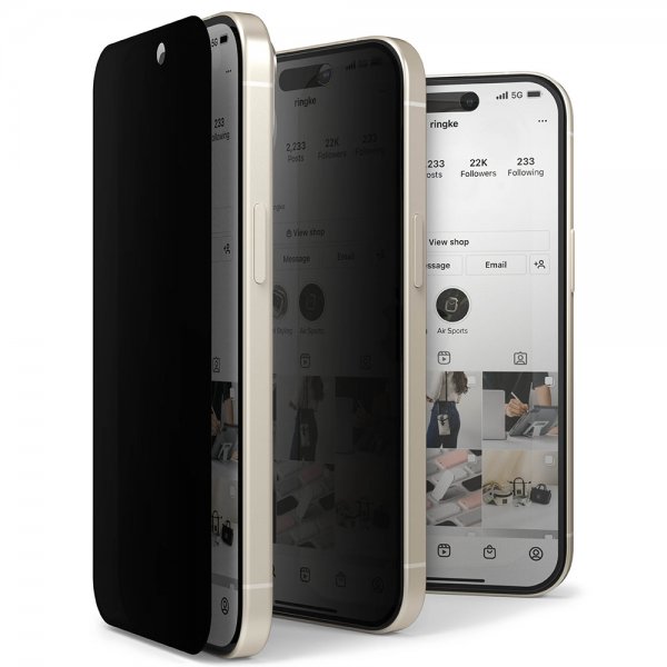 Ringke iPhone 15 Plus -yksityisyysnäytönsuoja karkaistua lasia asennuskehikon kanssa