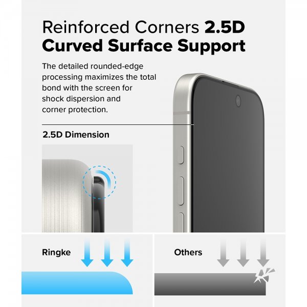 Ringke iPhone 16 Pro Max -näytönsuoja Easy Slide Privacy, 2 kpl