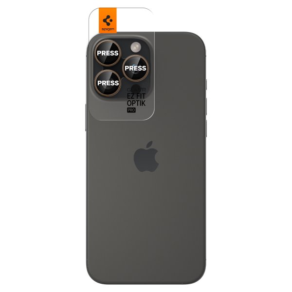 Spigen iPhone 16 Pro/Pro Max/17 Pro/Pro Max Kameran suojalasi GLAS.tR EZ Fit Optik Pro 2-pakkaus Desert Titanium