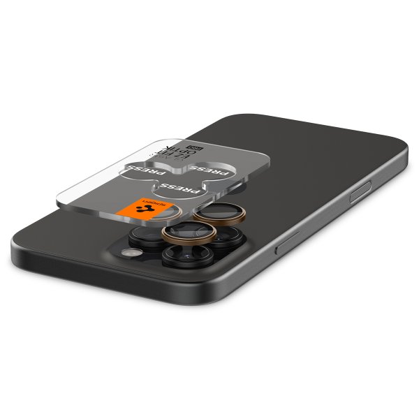 Spigen iPhone 16 Pro/Pro Max/17 Pro/Pro Max Kameran suojalasi GLAS.tR EZ Fit Optik Pro 2-pakkaus Desert Titanium
