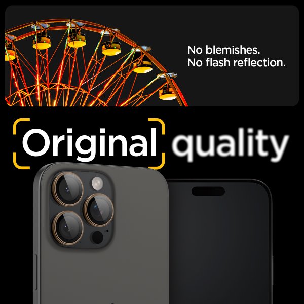 Spigen iPhone 16 Pro/Pro Max/17 Pro/Pro Max Kameran suojalasi GLAS.tR EZ Fit Optik Pro 2-pakkaus Desert Titanium