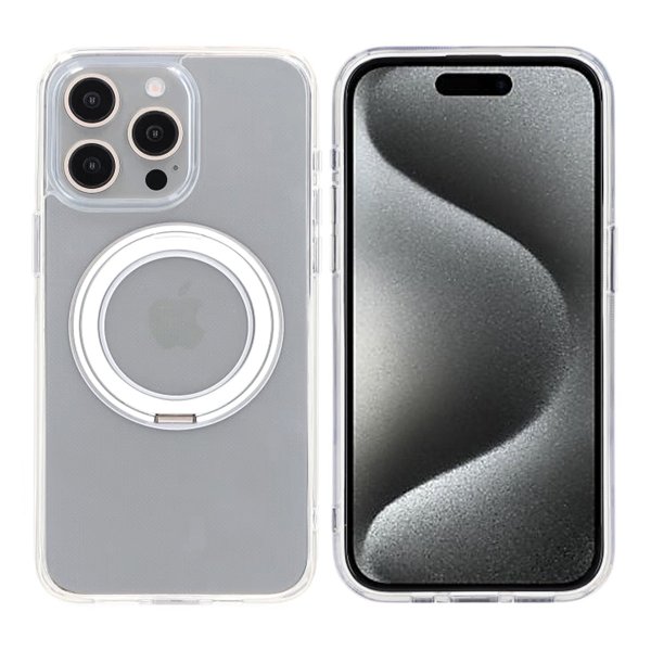 iPhone 15 Pro Max Kuori Käännettävä MagSafe Jalusta Läpinäkyvä