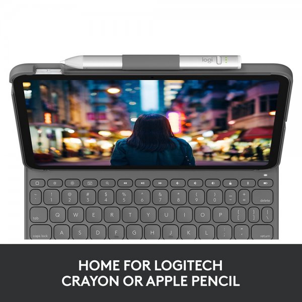 Logitech iPad 10.9 (10. sukupolvi)/iPad 11 (A16) -näppäimistökotelo Slim Folio Oxford Grey Nordic