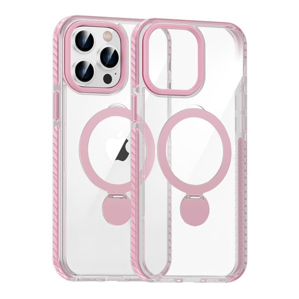 iPhone 14 Pro -kuoret rengasjalustalla MagSafe, pinkki