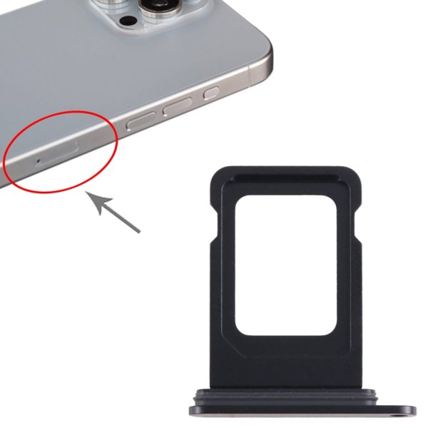 iPhone 15 Pro ja 15 Pro Max SIM-korttipidike – musta