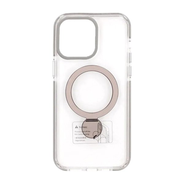 iPhone 15 Pro Max Kuori Rengasjalusta MagSafe Musta Läpinäkyvä