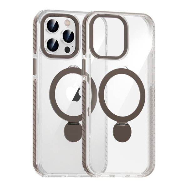 iPhone 15 Pro Kuori Sormusteline MagSafe Musta Läpinäkyvä