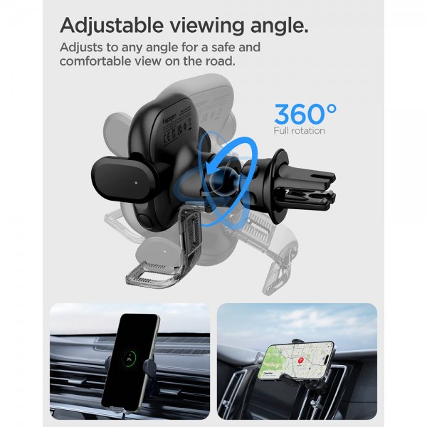 Spigen Autoteline OneTap Pro Air Vent Mount Charger 15W Musta