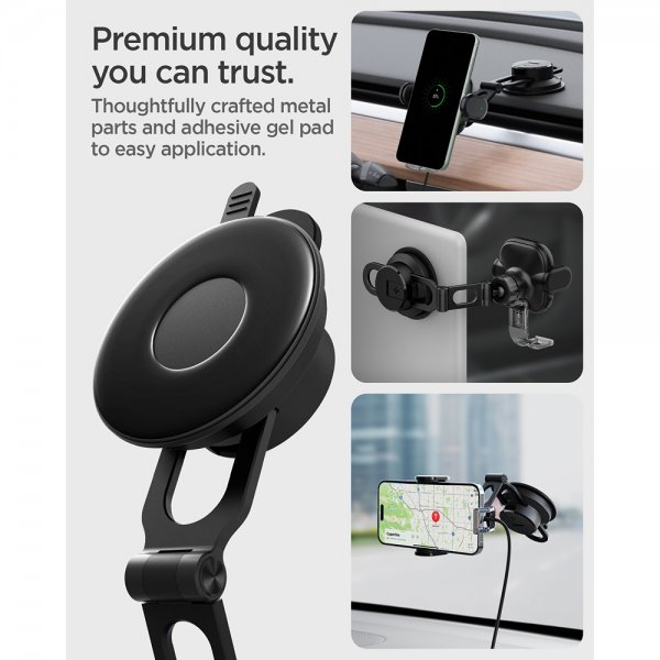 Spigen Autoteline OneTap Pro Dashboard Mount Charger 15W Musta