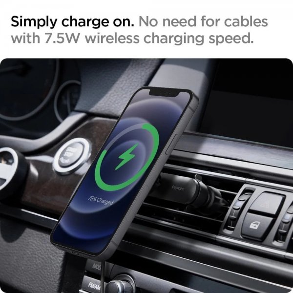 Spigen autoteline OneTap Magnetic Car Mount Air Vent langaton lataus, musta