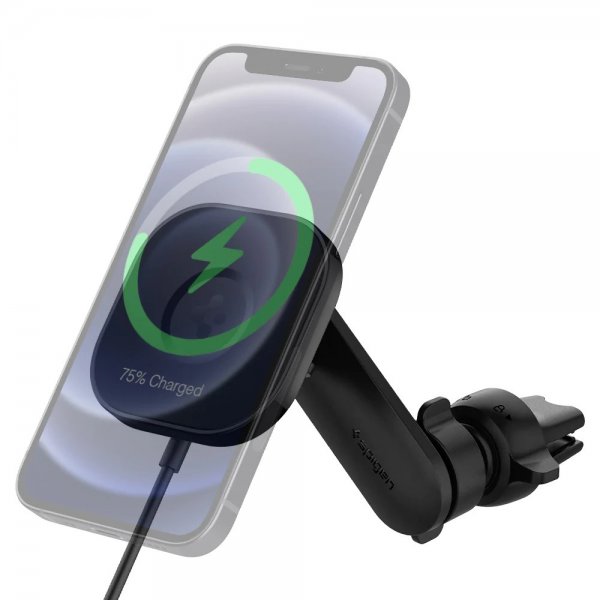 Spigen autoteline OneTap Magnetic Car Mount Air Vent langaton lataus, musta
