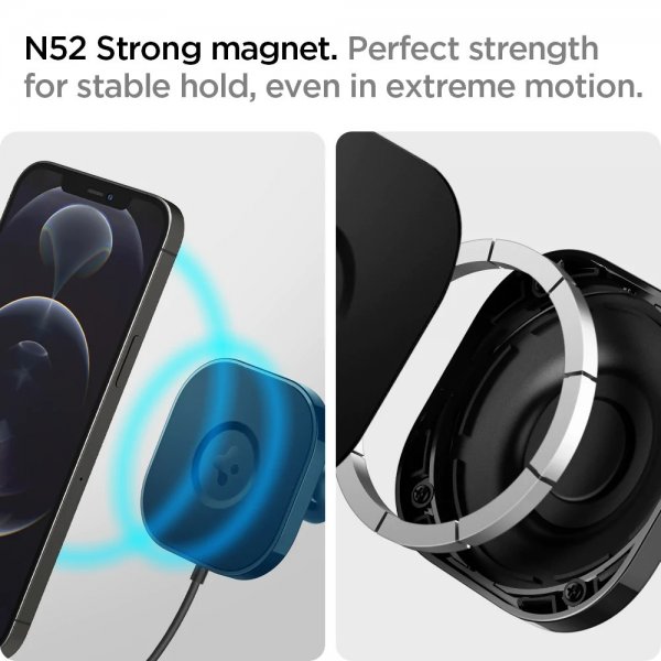 Spigen OneTap Magnetic Car Mount -kojelaudan langaton latausteline, musta