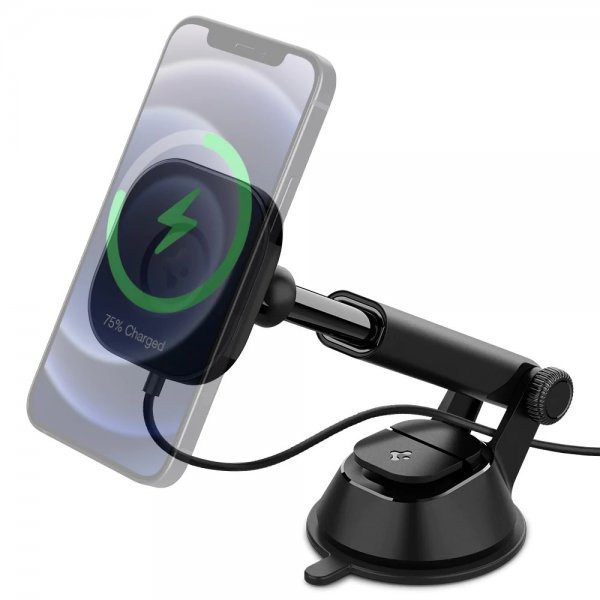 Spigen OneTap Magnetic Car Mount -kojelaudan langaton latausteline, musta