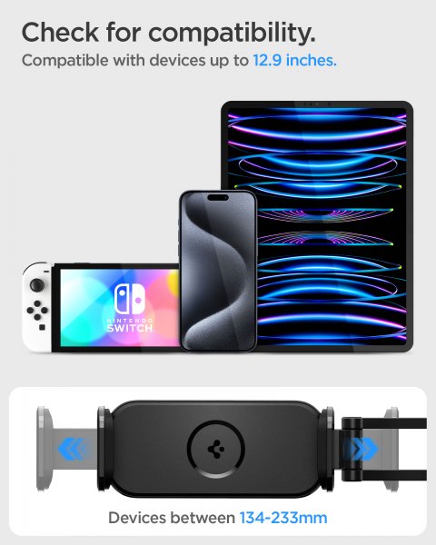 Spigen OneTap Universal -tablettiteline auton niskatukeen, musta