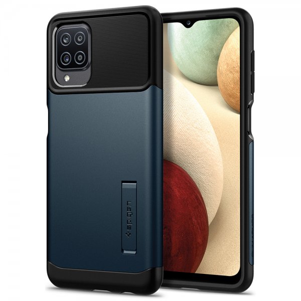 Spigen Samsung Galaxy A12 -suojakuori Slim Armor Metal Slate