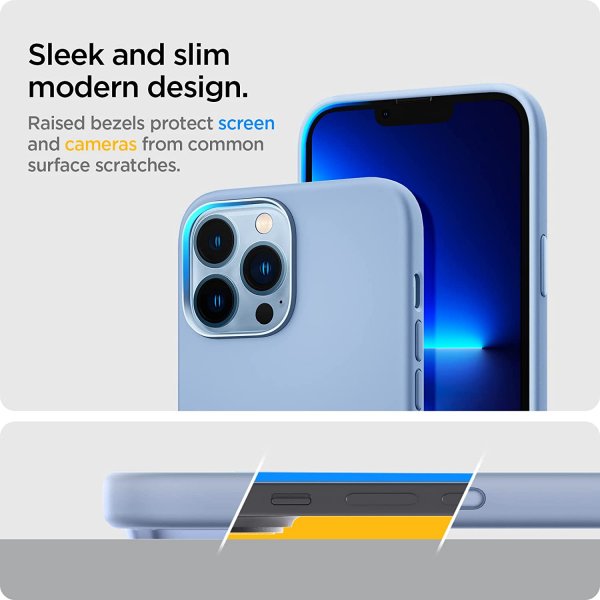 Spigen iPhone 13 Pro -silikonikuori, Silicone Fit, Sierra Blue