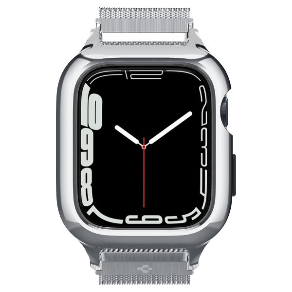 Spigen Apple Watch 45 mm kuori rannekkeella Metal Fit Pro Hopea