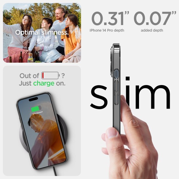 Spigen iPhone 14 Pro -suojakuori Optik Crystal Chrome Gray