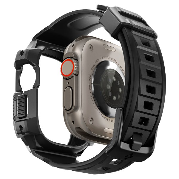 Spigen Apple Watch Ultra -suojakuori ja -ranneke, Rugged Armor Pro, musta
