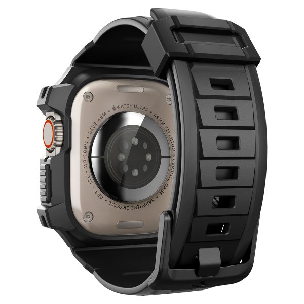 Spigen Apple Watch Ultra -suojakuori ja -ranneke, Rugged Armor Pro, musta