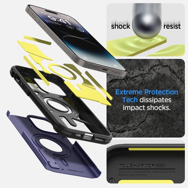 Spigen iPhone 14 Pro -suojakuori Tough Armor MagFit Deep Purple