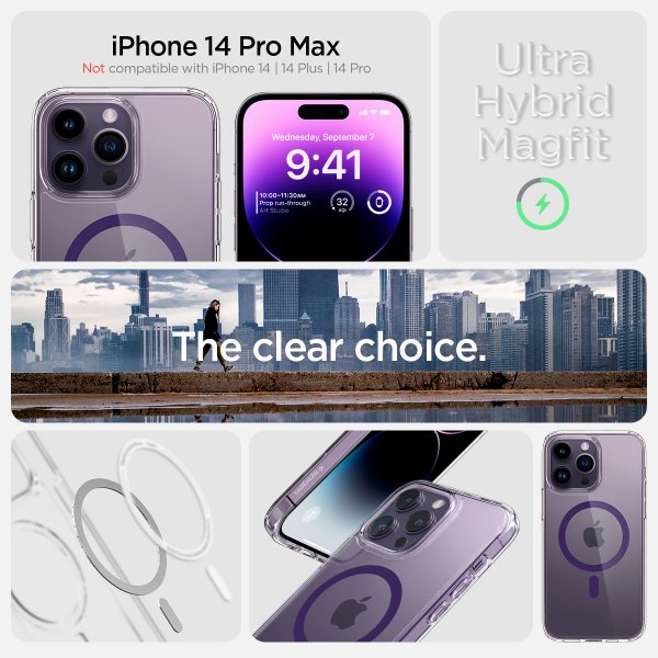 Spigen iPhone 14 Pro Max -suojakuori Ultra Hybrid MagFit Deep Purple
