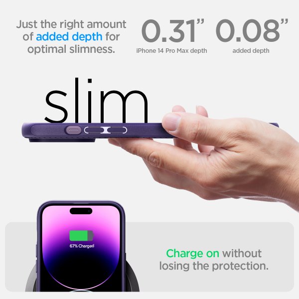 Spigen iPhone 14 Pro Max -kuori Mag Armor MagFit Deep Purple