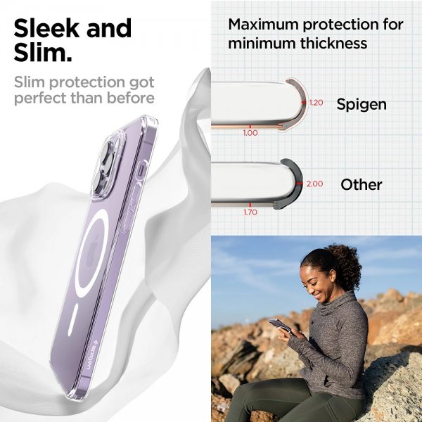 Spigen iPhone 14 Pro Max -kuori AirSkin Hybrid MagFit, valkoinen