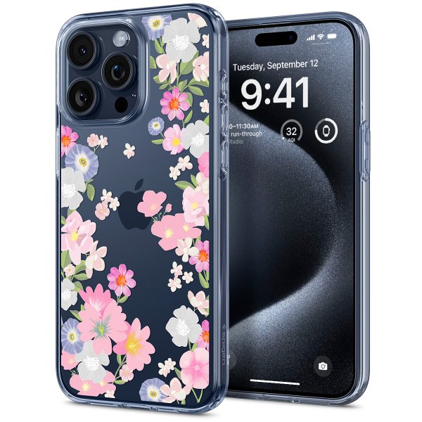 Spigen iPhone 15 Pro -suojakuori Liquid Crystal Blossom