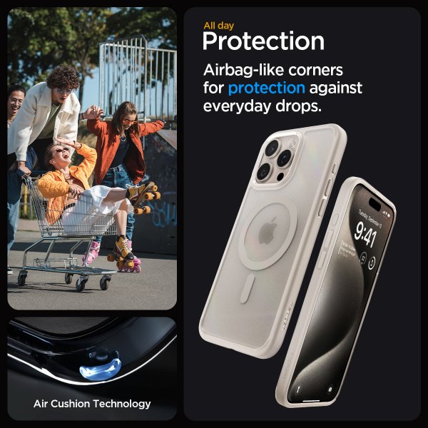 Spigen iPhone 15 Pro Max Kuori Ultra Hybrid MagFit Frost Natural Titanium