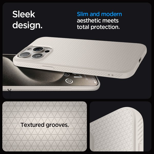 Spigen iPhone 15 Pro Max Kuori Liquid Air Natural Titanium
