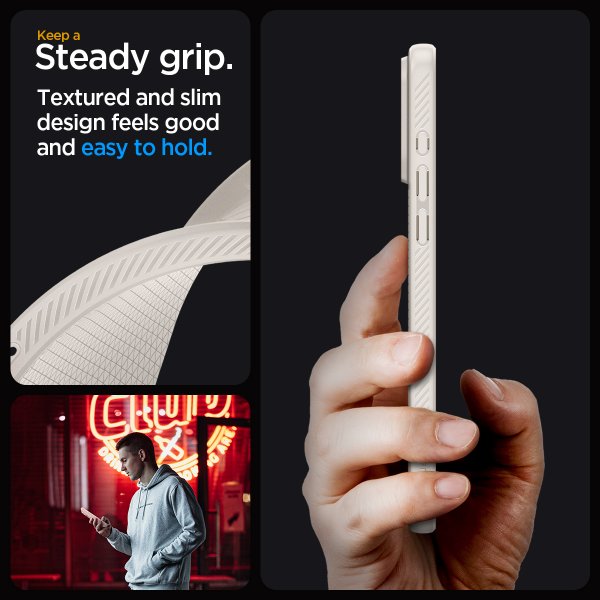 Spigen iPhone 15 Pro -suojakuori Liquid Air Natural Titanium