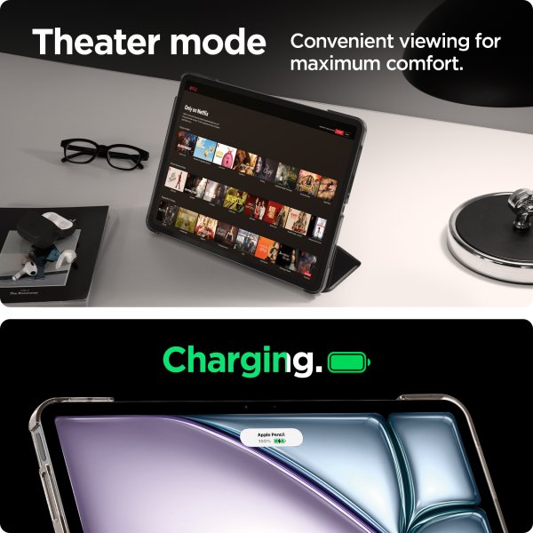 Spigen iPad Air 13 (M2/M3/M4) -suojakotelo Smart Fold, musta