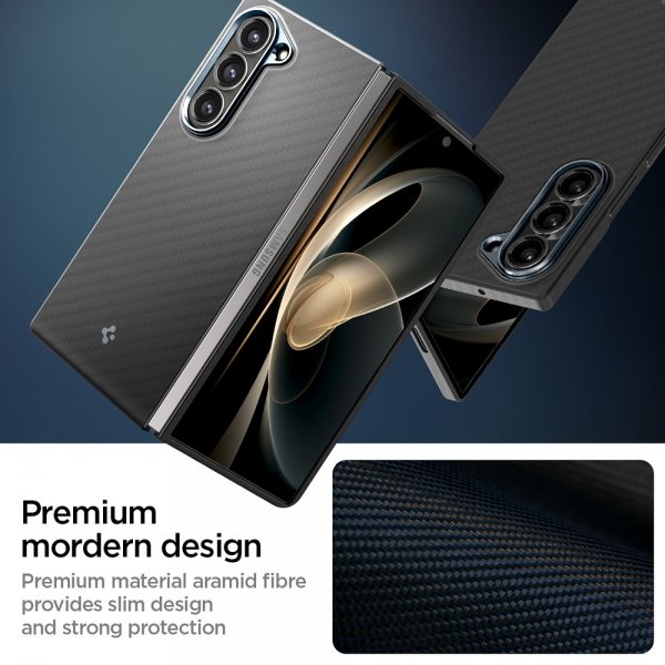 Spigen Samsung Galaxy Z Fold 6 Air Skin Aramid -suojakuori, musta