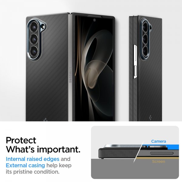 Spigen Samsung Galaxy Z Fold 6 Air Skin Aramid -suojakuori, musta