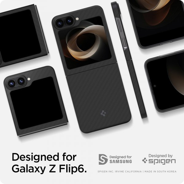 Spigen Samsung Galaxy Z Flip 6/Flip 7 FE Air Skin Aramid -suojakuori, musta