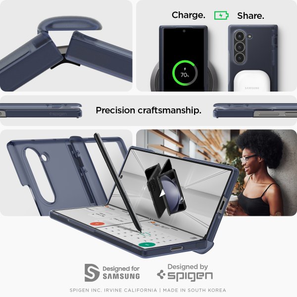 Spigen Samsung Galaxy Z Fold 6 Ultra Hybrid Pro -kuori, Frost Navy Blue