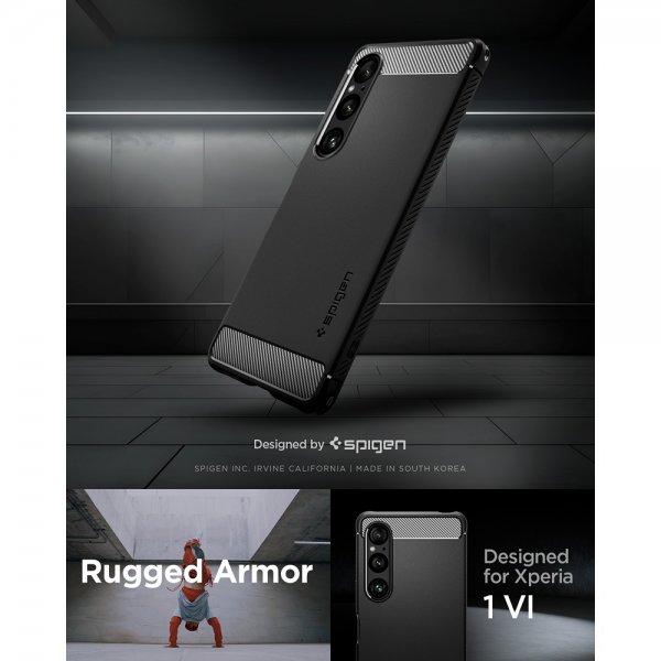 Spigen Sony Xperia 1 VI -kuori Rugged Armor Matte Black
