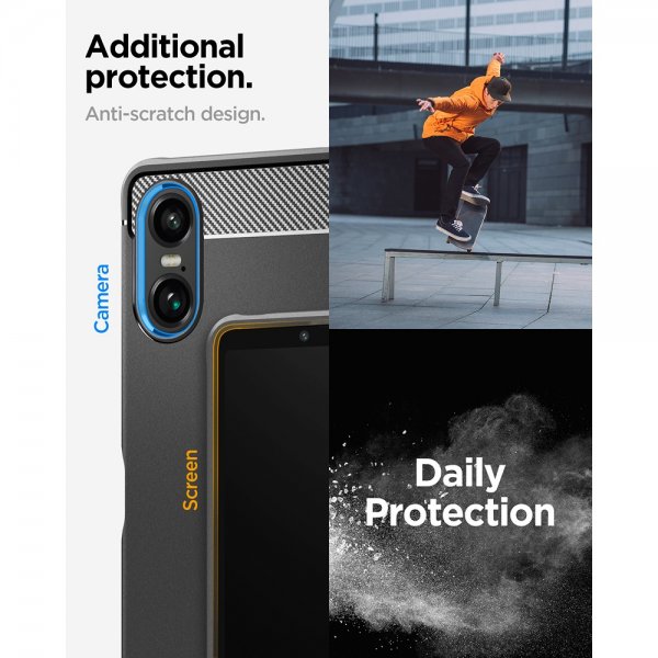 Spigen Sony Xperia 10 VI -kuori, Rugged Armor, mattamusta