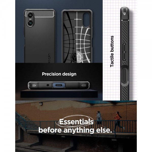Spigen Sony Xperia 10 VI -kuori, Rugged Armor, mattamusta