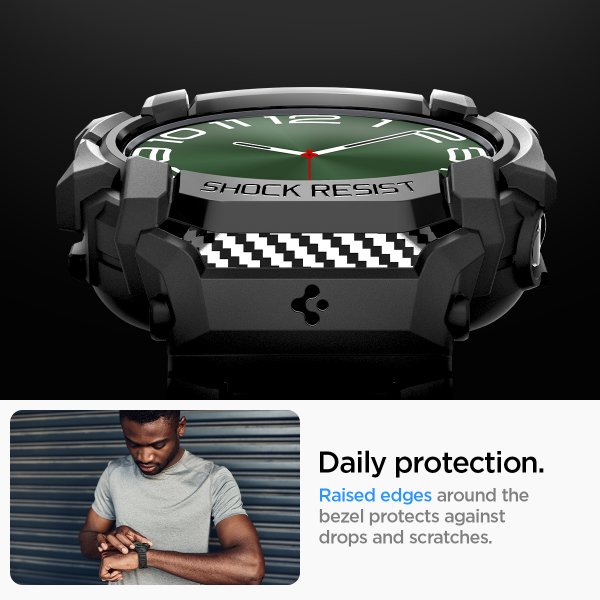 Spigen Samsung Galaxy Watch Ultra -ranneke ja -kotelo Rugged Armor Pro Matte Black