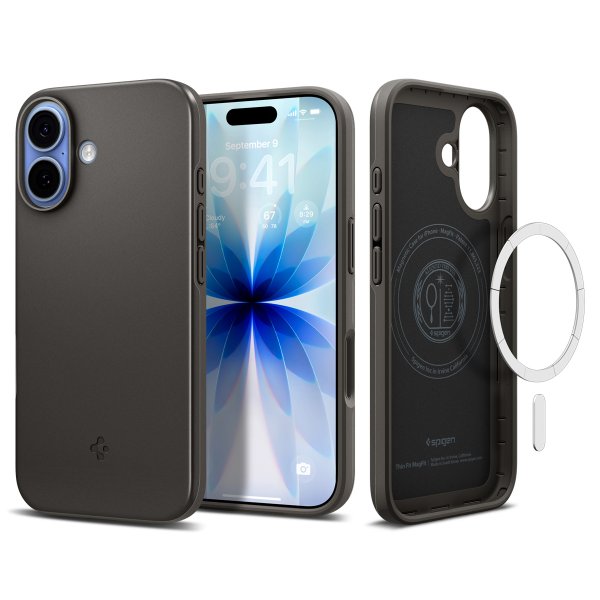 Spigen iPhone 17 -kuori Thin Fit MagFit Gunmetal
