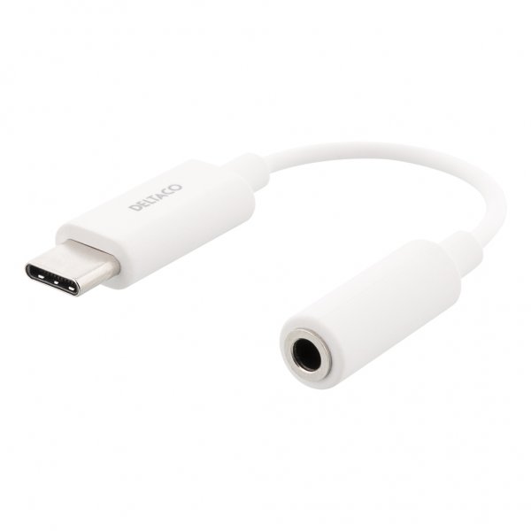 Deltaco Adapteri USB-C–3.5mm Valkoinen