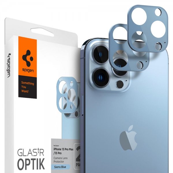 Spigen iPhone 13 Pro/iPhone 13 Pro Max Kameran suoja, Glas.tR Optik 2 kpl Sierra Blue