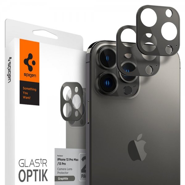 Spigen iPhone 13 Pro/iPhone 13 Pro Max Kameralinssuoja Glas.tR Optik 2-pack Graphite