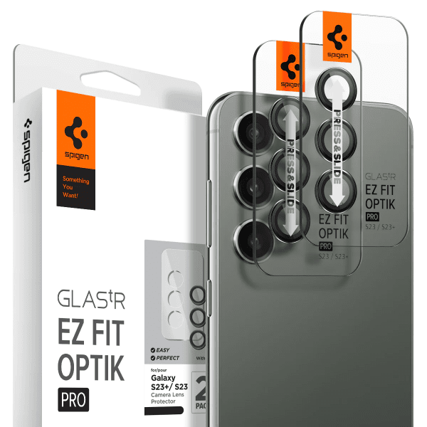 Spigen Samsung Galaxy S23/S23 Plus/S24 Kameran suojaus GLAS.tR EZ Fit Optik Pro 2-pakkaus, musta