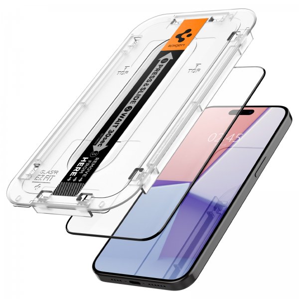 Spigen iPhone 15 Pro -näytönsuoja GLAS.tR EZ Fit FC Musta 2-pakkaus