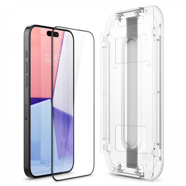 Spigen iPhone 15 Pro -näytönsuoja GLAS.tR EZ Fit FC Musta 2-pakkaus