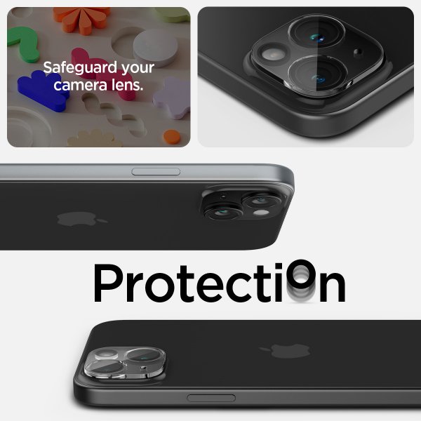Spigen iPhone 14/15/14 Plus/15 Plus kamerasuojalasi.tR Optic Crystal Clear 2 kpl