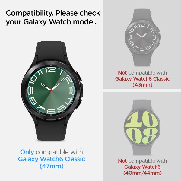 Spigen Samsung Galaxy Watch 6 Classic 47mm näytönsuoja GLAS.tR EZ Fit 2-pakkaus